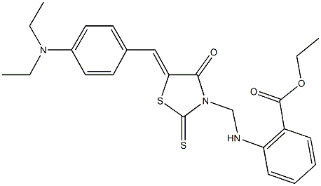 ethyl 2-[({5-[4-(diethylamino)benzylidene]-4-oxo-2-thioxo-1,3-thiazolidin-3-yl}methyl)amino]benzoate Structure