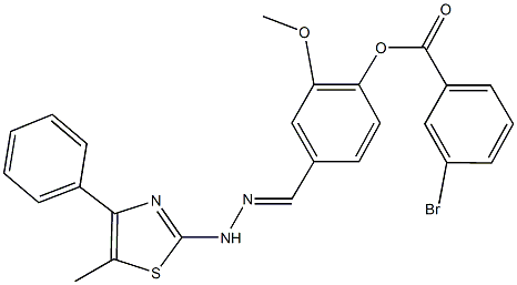 2-methoxy-4-[2-(5-methyl-4-phenyl-1,3-thiazol-2-yl)carbohydrazonoyl]phenyl 3-bromobenzoate 구조식 이미지