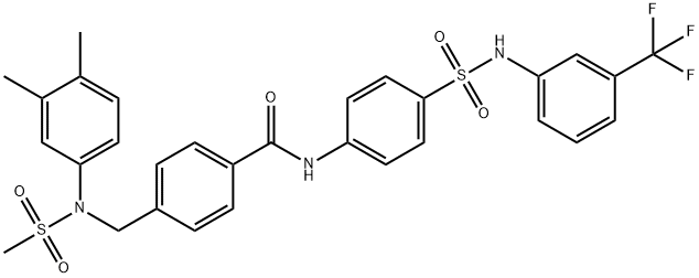 4-{[3,4-dimethyl(methylsulfonyl)anilino]methyl}-N-(4-{[3-(trifluoromethyl)anilino]sulfonyl}phenyl)benzamide 구조식 이미지