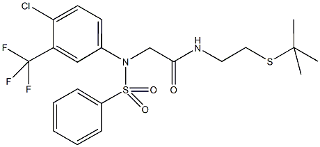 N-[2-(tert-butylsulfanyl)ethyl]-2-[4-chloro(phenylsulfonyl)-3-(trifluoromethyl)anilino]acetamide Structure