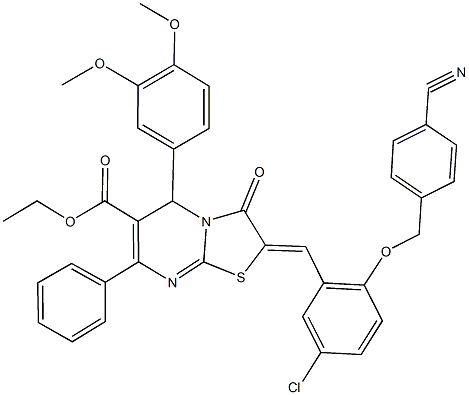 ethyl 2-{5-chloro-2-[(4-cyanobenzyl)oxy]benzylidene}-5-(3,4-dimethoxyphenyl)-3-oxo-7-phenyl-2,3-dihydro-5H-[1,3]thiazolo[3,2-a]pyrimidine-6-carboxylate Structure