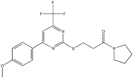 methyl 4-[2-{[3-oxo-3-(1-pyrrolidinyl)propyl]sulfanyl}-6-(trifluoromethyl)-4-pyrimidinyl]phenyl ether Structure