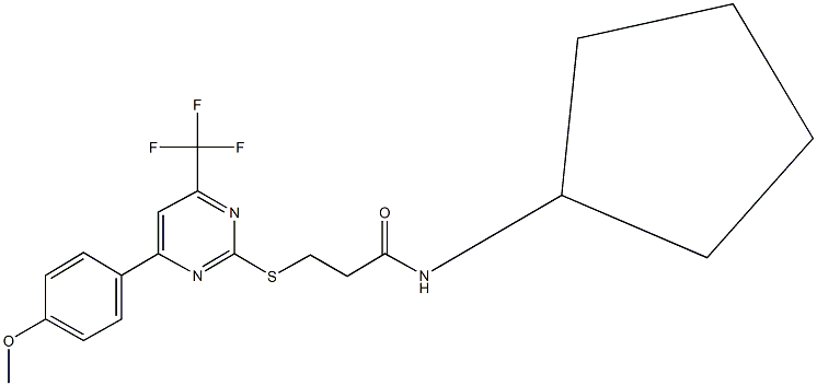 N-cyclopentyl-3-{[4-(4-methoxyphenyl)-6-(trifluoromethyl)-2-pyrimidinyl]sulfanyl}propanamide Structure