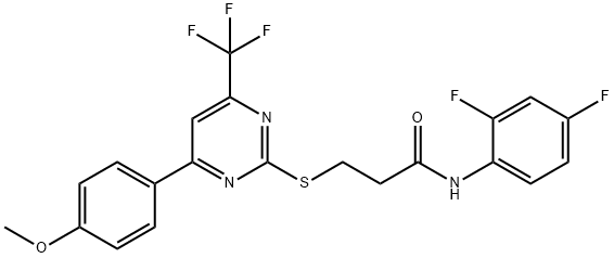 N-(2,4-difluorophenyl)-3-{[4-(4-methoxyphenyl)-6-(trifluoromethyl)-2-pyrimidinyl]sulfanyl}propanamide 구조식 이미지