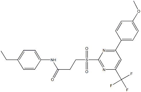 N-(4-ethylphenyl)-3-{[4-(4-methoxyphenyl)-6-(trifluoromethyl)-2-pyrimidinyl]sulfonyl}propanamide Structure