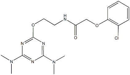 N-(2-{[4,6-bis(dimethylamino)-1,3,5-triazin-2-yl]oxy}ethyl)-2-(2-chlorophenoxy)acetamide 구조식 이미지