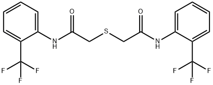 2-({2-oxo-2-[2-(trifluoromethyl)anilino]ethyl}sulfanyl)-N-[2-(trifluoromethyl)phenyl]acetamide 구조식 이미지