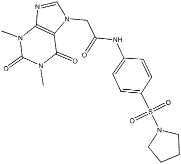 2-(1,3-dimethyl-2,6-dioxo-1,2,3,6-tetrahydro-7H-purin-7-yl)-N-[4-(pyrrolidin-1-ylsulfonyl)phenyl]acetamide 구조식 이미지