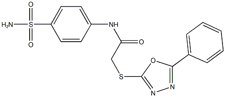 N-[4-(aminosulfonyl)phenyl]-2-[(5-phenyl-1,3,4-oxadiazol-2-yl)sulfanyl]acetamide Structure