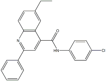 N-(4-chlorophenyl)-6-ethyl-2-phenyl-4-quinolinecarboxamide 구조식 이미지