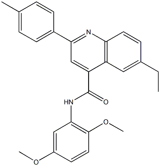 N-(2,5-dimethoxyphenyl)-6-ethyl-2-(4-methylphenyl)-4-quinolinecarboxamide 구조식 이미지