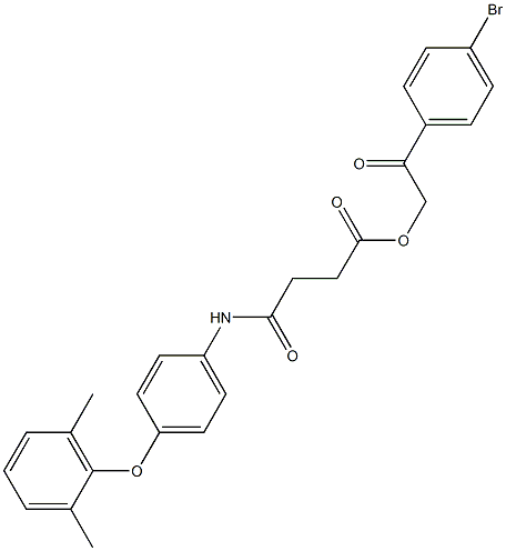 2-(4-bromophenyl)-2-oxoethyl 4-[4-(2,6-dimethylphenoxy)anilino]-4-oxobutanoate Structure