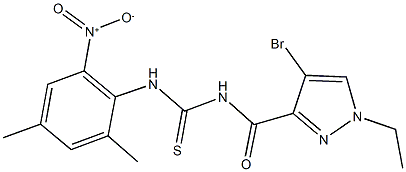 N-[(4-bromo-1-ethyl-1H-pyrazol-3-yl)carbonyl]-N'-{2-nitro-4,6-dimethylphenyl}thiourea 구조식 이미지