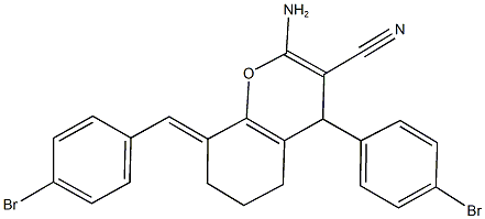 2-amino-8-(4-bromobenzylidene)-4-(4-bromophenyl)-5,6,7,8-tetrahydro-4H-chromene-3-carbonitrile 구조식 이미지