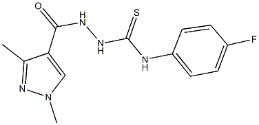 2-[(1,3-dimethyl-1H-pyrazol-4-yl)carbonyl]-N-(4-fluorophenyl)hydrazinecarbothioamide 구조식 이미지