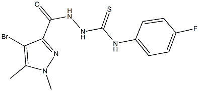 2-[(4-bromo-1,5-dimethyl-1H-pyrazol-3-yl)carbonyl]-N-(4-fluorophenyl)hydrazinecarbothioamide Structure