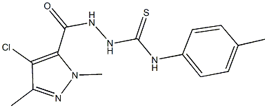 2-[(4-chloro-1,3-dimethyl-1H-pyrazol-5-yl)carbonyl]-N-(4-methylphenyl)hydrazinecarbothioamide 구조식 이미지