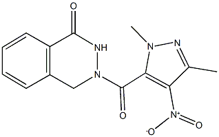 3-({4-nitro-1,3-dimethyl-1H-pyrazol-5-yl}carbonyl)-3,4-dihydro-1(2H)-phthalazinone Structure