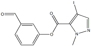 3-formylphenyl 4-iodo-1-methyl-1H-pyrazole-5-carboxylate 구조식 이미지