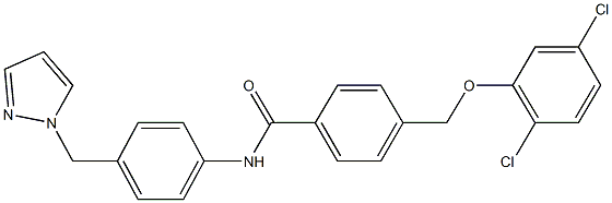 4-[(2,5-dichlorophenoxy)methyl]-N-[4-(1H-pyrazol-1-ylmethyl)phenyl]benzamide Structure