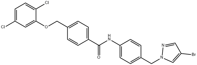 N-{4-[(4-bromo-1H-pyrazol-1-yl)methyl]phenyl}-4-[(2,5-dichlorophenoxy)methyl]benzamide 구조식 이미지