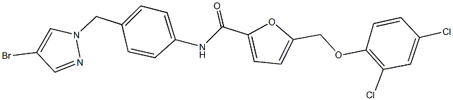 N-{4-[(4-bromo-1H-pyrazol-1-yl)methyl]phenyl}-5-[(2,4-dichlorophenoxy)methyl]-2-furamide 구조식 이미지