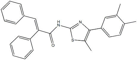 N-[4-(3,4-dimethylphenyl)-5-methyl-1,3-thiazol-2-yl]-2,3-diphenylacrylamide Structure