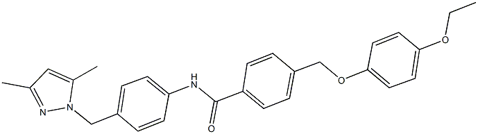 N-{4-[(3,5-dimethyl-1H-pyrazol-1-yl)methyl]phenyl}-4-[(4-ethoxyphenoxy)methyl]benzamide 구조식 이미지