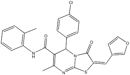 5-(4-chlorophenyl)-2-(3-furylmethylene)-7-methyl-N-(2-methylphenyl)-3-oxo-2,3-dihydro-5H-[1,3]thiazolo[3,2-a]pyrimidine-6-carboxamide Structure