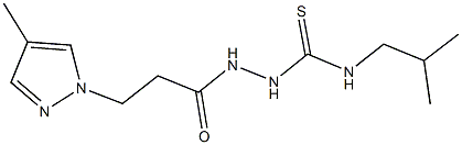 N-isobutyl-2-[3-(4-methyl-1H-pyrazol-1-yl)propanoyl]hydrazinecarbothioamide Structure