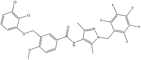 3-[(2,3-dichlorophenoxy)methyl]-N-[3,5-dimethyl-1-(2,3,4,5,6-pentafluorobenzyl)-1H-pyrazol-4-yl]-4-methoxybenzamide Structure
