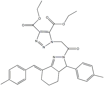 diethyl 1-{2-[7-(4-methylbenzylidene)-3-(4-methylphenyl)-3,3a,4,5,6,7-hexahydro-2H-indazol-2-yl]-2-oxoethyl}-1H-1,2,3-triazole-4,5-dicarboxylate 구조식 이미지