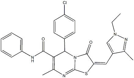 5-(4-chlorophenyl)-2-[(1-ethyl-3-methyl-1H-pyrazol-4-yl)methylene]-7-methyl-3-oxo-N-phenyl-2,3-dihydro-5H-[1,3]thiazolo[3,2-a]pyrimidine-6-carboxamide Structure