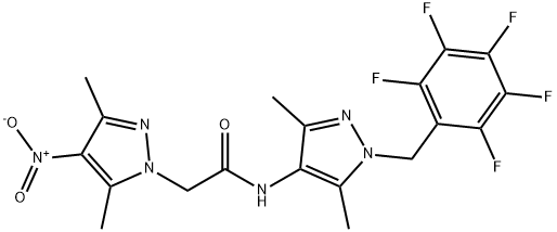 N-[3,5-dimethyl-1-(2,3,4,5,6-pentafluorobenzyl)-1H-pyrazol-4-yl]-2-{4-nitro-3,5-dimethyl-1H-pyrazol-1-yl}acetamide 구조식 이미지