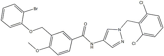 3-[(2-bromophenoxy)methyl]-N-[1-(2,6-dichlorobenzyl)-1H-pyrazol-4-yl]-4-methoxybenzamide 구조식 이미지