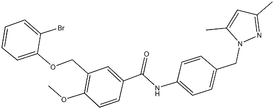 3-[(2-bromophenoxy)methyl]-N-{4-[(3,5-dimethyl-1H-pyrazol-1-yl)methyl]phenyl}-4-methoxybenzamide 구조식 이미지