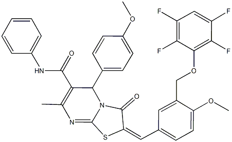 5-(4-methoxyphenyl)-2-{4-methoxy-3-[(2,3,5,6-tetrafluorophenoxy)methyl]benzylidene}-7-methyl-3-oxo-N-phenyl-2,3-dihydro-5H-[1,3]thiazolo[3,2-a]pyrimidine-6-carboxamide Structure