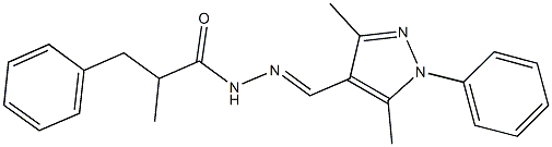 N'-[(3,5-dimethyl-1-phenyl-1H-pyrazol-4-yl)methylene]-2-methyl-3-phenylpropanohydrazide 구조식 이미지