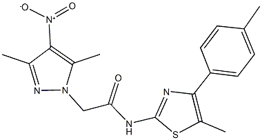 2-{4-nitro-3,5-dimethyl-1H-pyrazol-1-yl}-N-[5-methyl-4-(4-methylphenyl)-1,3-thiazol-2-yl]acetamide Structure