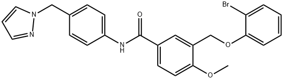 3-[(2-bromophenoxy)methyl]-4-methoxy-N-[4-(1H-pyrazol-1-ylmethyl)phenyl]benzamide Structure