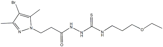 2-[3-(4-bromo-3,5-dimethyl-1H-pyrazol-1-yl)propanoyl]-N-(3-ethoxypropyl)hydrazinecarbothioamide Structure