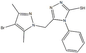 5-[(4-bromo-3,5-dimethyl-1H-pyrazol-1-yl)methyl]-4-phenyl-4H-1,2,4-triazol-3-yl hydrosulfide 구조식 이미지