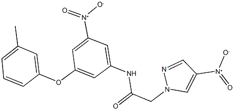 N-[3-nitro-5-(3-methylphenoxy)phenyl]-2-{4-nitro-1H-pyrazol-1-yl}acetamide Structure