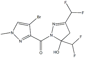 1-[(4-bromo-1-methyl-1H-pyrazol-3-yl)carbonyl]-3,5-bis(difluoromethyl)-4,5-dihydro-1H-pyrazol-5-ol Structure