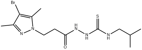 2-[3-(4-bromo-3,5-dimethyl-1H-pyrazol-1-yl)propanoyl]-N-isobutylhydrazinecarbothioamide 구조식 이미지