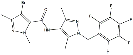 4-bromo-N-[3,5-dimethyl-1-(2,3,4,5,6-pentafluorobenzyl)-1H-pyrazol-4-yl]-1,3-dimethyl-1H-pyrazole-5-carboxamide 구조식 이미지