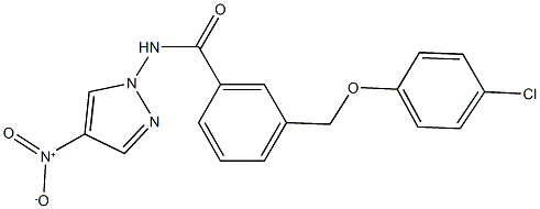 3-[(4-chlorophenoxy)methyl]-N-{4-nitro-1H-pyrazol-1-yl}benzamide Structure