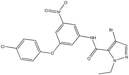 4-bromo-N-{3-(4-chlorophenoxy)-5-nitrophenyl}-1-ethyl-1H-pyrazole-5-carboxamide 구조식 이미지