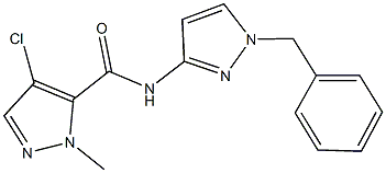 N-(1-benzyl-1H-pyrazol-3-yl)-4-chloro-1-methyl-1H-pyrazole-5-carboxamide 구조식 이미지