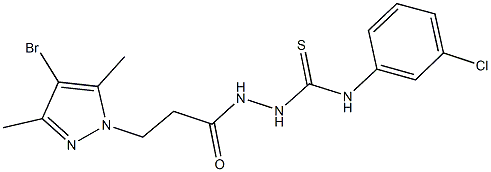 2-[3-(4-bromo-3,5-dimethyl-1H-pyrazol-1-yl)propanoyl]-N-(3-chlorophenyl)hydrazinecarbothioamide 구조식 이미지